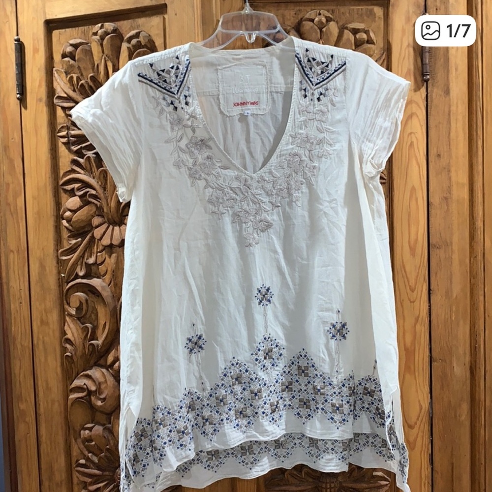 EUC Johnny Was 3 J Workshop small embroidery tunic top